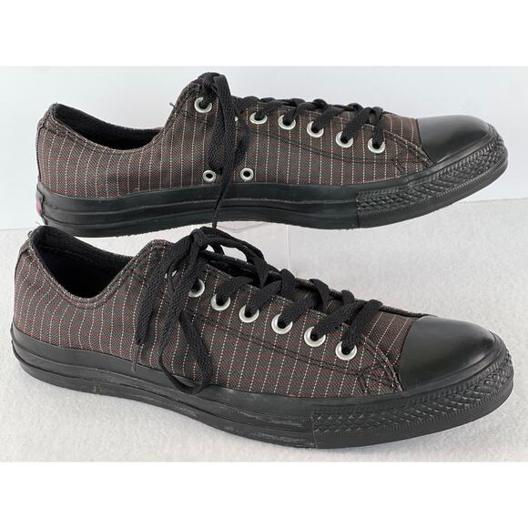 Vintage Converse Chuck Taylor All Stars Black Tips, Small Plaid Sneakers, 11 - Picture 1 of 6